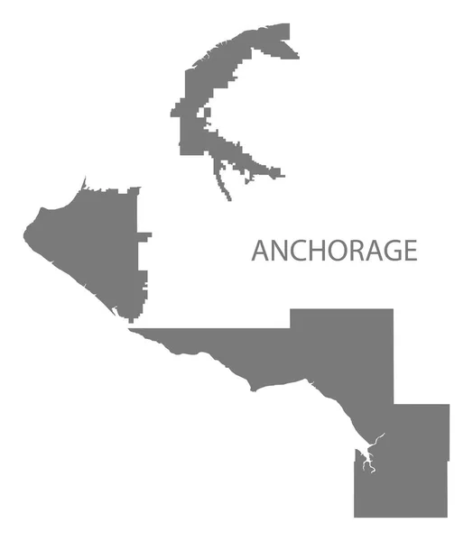Anchorage Alaska Şehir Harita Gri Illüstrasyon Siluet Şekli — Stok Vektör
