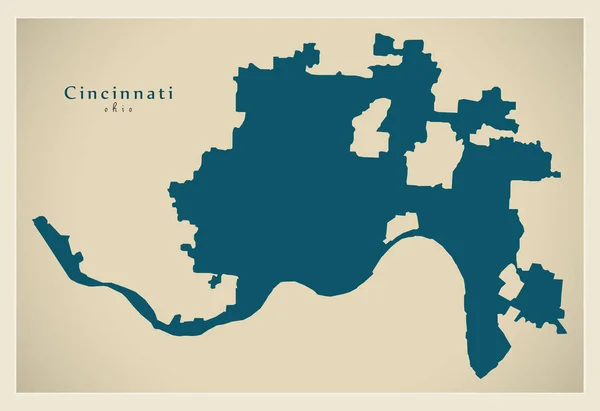 Carte Ville Moderne Cincinnati Ohio Ville Des États Unis — Image vectorielle