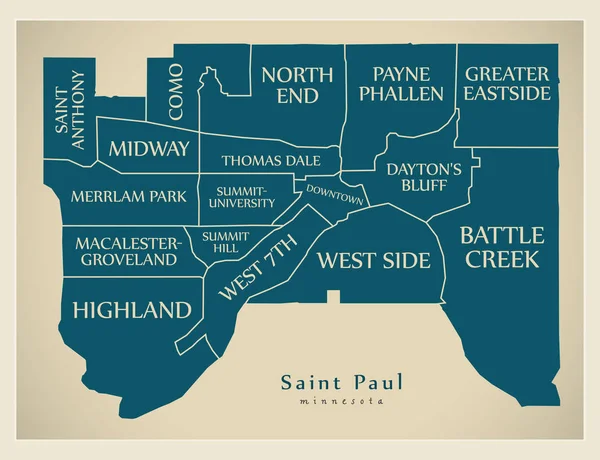 Mapa Ciudad Moderna Saint Paul Minnesota Ciudad Los Estados Unidos — Vector de stock