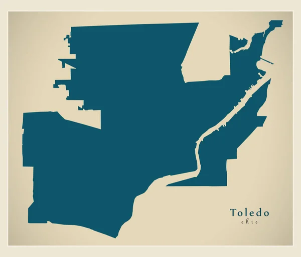 Moderní City Mapa Město Toledo Ohio Usa — Stockový vektor