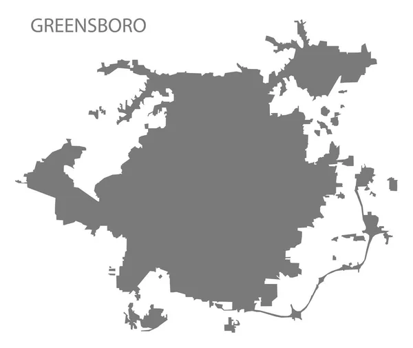 Greensboro Carolina Norte Mapa Cidade Ilustração Cinza Silhueta Forma —  Vetores de Stock