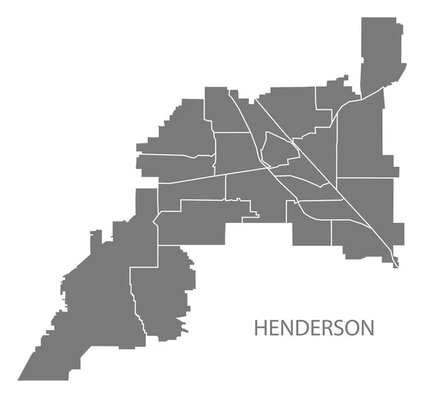 Henderson Nevada Şehir Haritası Mahalleler Ile Gri Illüstrasyon Siluet Şekli — Stok Vektör