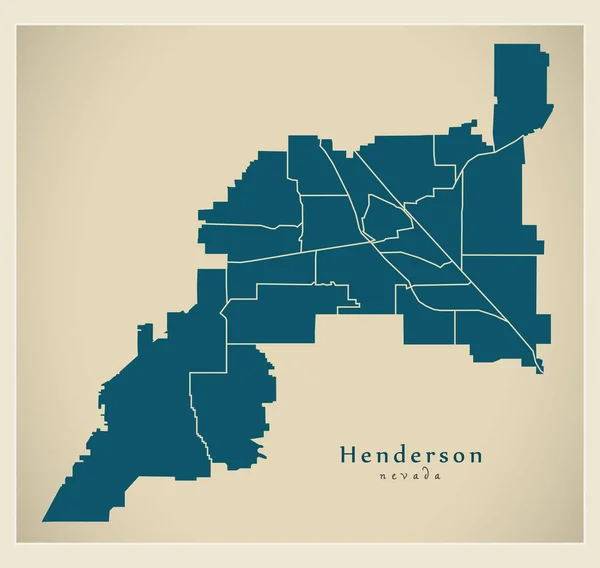 Mapa Cidade Moderna Henderson Nevada Cidade Dos Eua Com Bairros — Vetor de Stock