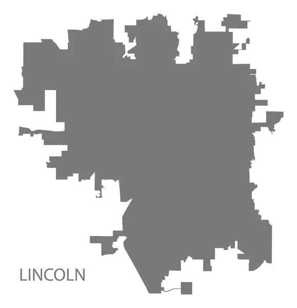 Lincoln Nebraska Mapa Ciudad Silueta Ilustración Gris — Vector de stock