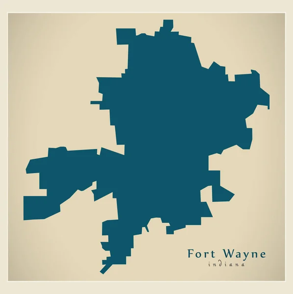 Mapa Ciudad Moderna Fort Wayne Indiana Ciudad Los — Vector de stock