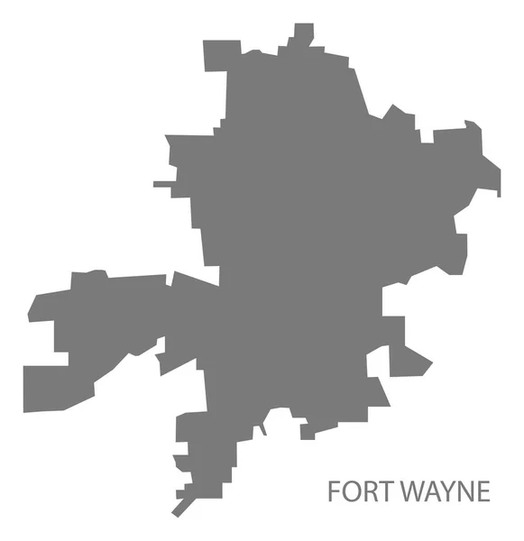 Fort Wayne Indiana Şehir Harita Gri Illüstrasyon Siluet — Stok Vektör