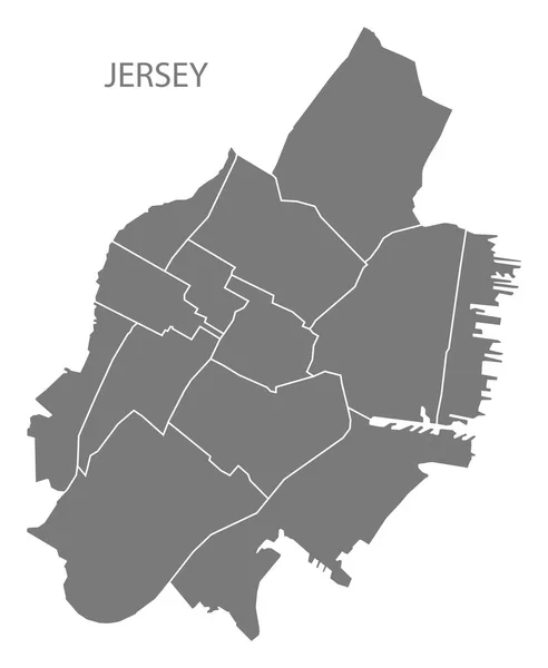 Dres New Jersey City Mapa Čtvrtí Šedý Obrázek Silueta Tvaru — Stockový vektor
