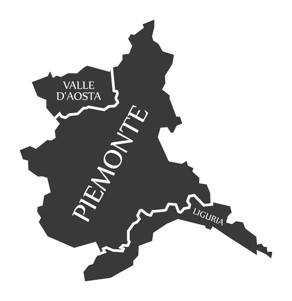 Carte de la région Vallée d'Aoste - Piémont - Ligurie Italie — Image vectorielle