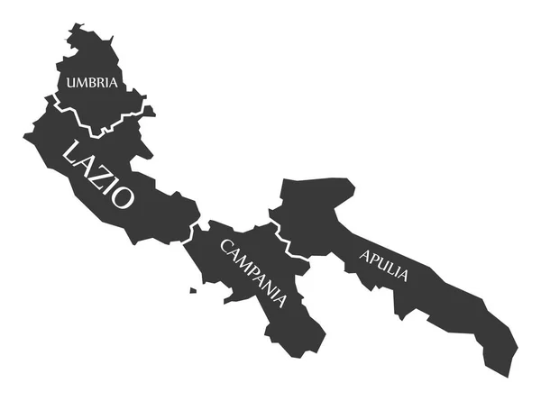 Умбрия - Лацио - Кампания - карта региона Апулия Италия — стоковый вектор