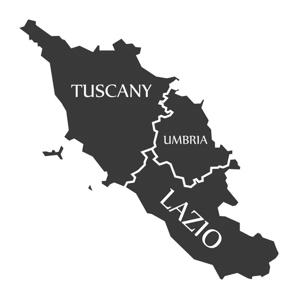 Toscana - Umbría - Lacio mapa regional Italia — Vector de stock