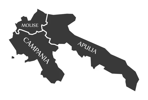 Molise - Campania - Região da Apúlia mapa Itália — Vetor de Stock