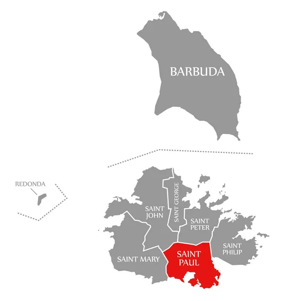 Святой Павел Отмечен Красным Цветом Карте Антигуа Барбуды — стоковое фото