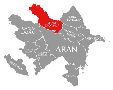 Azerbaycan haritasında Shaki-Zaqatala kırmızısı vurgulandı