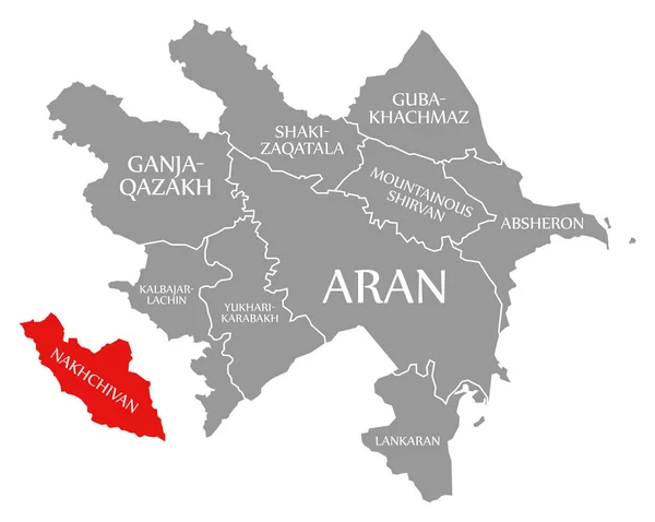 Nakhchivan Red Highlighted Map Azerbaijan — Stock Photo, Image