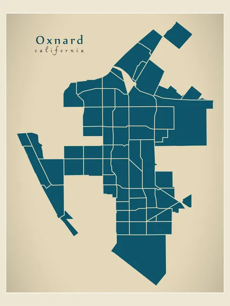 Moderní Mapa Města Oxnard California City Usa Čtvrtěmi — Stockový vektor