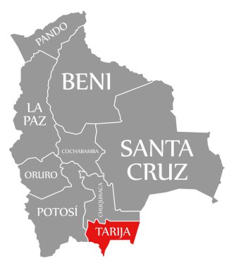 Bolivya haritasında Tarija kırmızısı vurgulandı