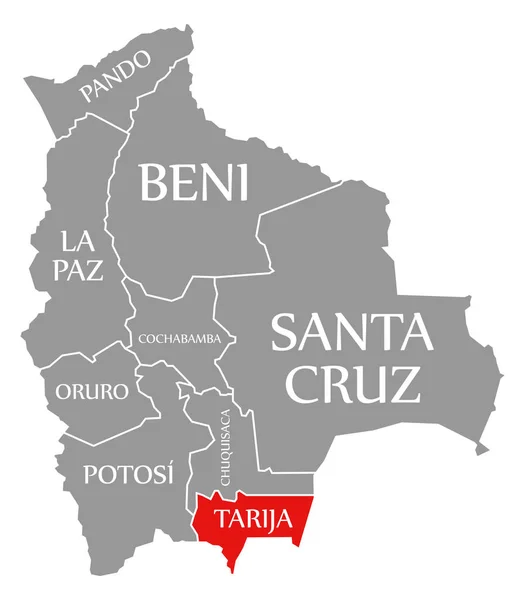 Tarija Piros Kiemelte Térképen Bolívia — Stock Fotó