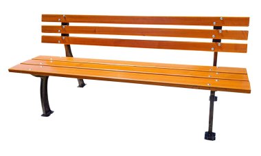 Tahta kahverengi bank beyaz arkaplanda izole edildi