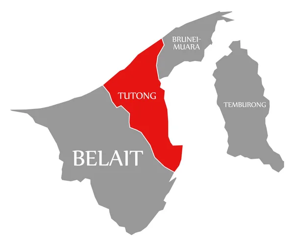 Тутонг Красный Выделен Карте Брунея — стоковое фото