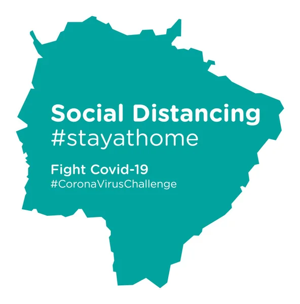 Mappa Mato Grosso Sul Brasile Con Tag Social Distancing Stayathome — Vettoriale Stock