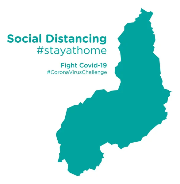 Mappa Piaui Brasile Con Tag Social Distancing Stayathome — Vettoriale Stock