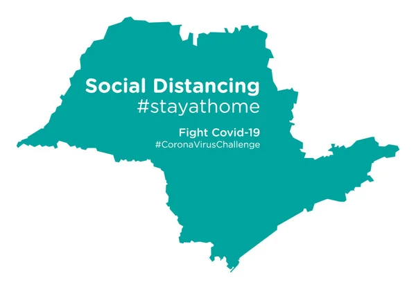Sao Paulo Brésil Carte Avec Social Distancing Stayathome Tag — Image vectorielle