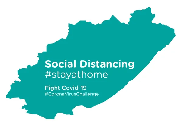 Eastern Cape South Africa Mapa Con Social Distancing Etiqueta Stayathome — Vector de stock