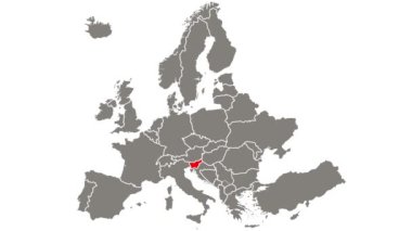Slovenya ülkesinin yanıp sönen kırmızısı Avrupa haritasında vurgulandı