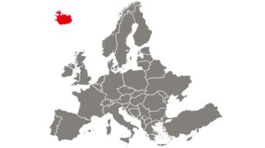 Avrupa haritasında kırmızı yanıp sönen İzlanda ülkesi vurgulandı