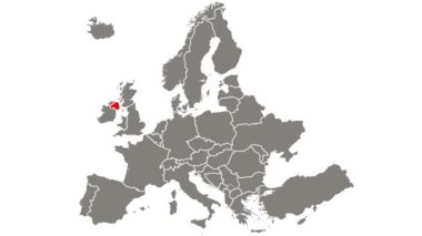 Kuzey İrlanda ülkesinin yanıp sönen kırmızı ışıkları Avrupa haritasında vurgulandı