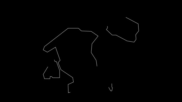 Hovedstaden Dinamarca Região Mapa Esboço Animação — Vídeo de Stock