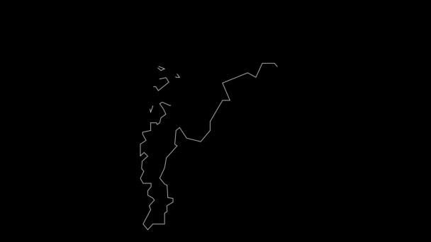 Pohjanmaa Finlandia Región Mapa Esquema Animación — Vídeos de Stock