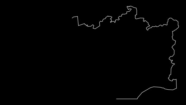 Qaragandy Region Kasachstan Karte Umriss Animation — Stockvideo