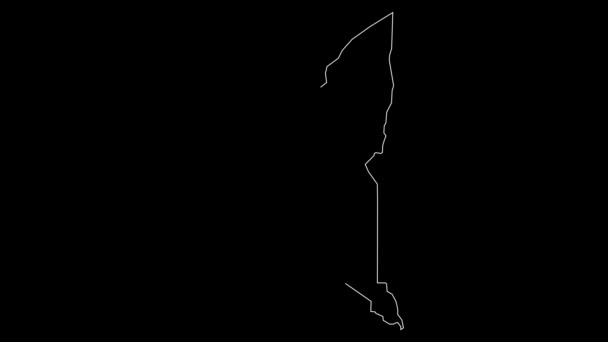 Mapa Prowincji Adrar Algieria Zarys Animacji — Wideo stockowe