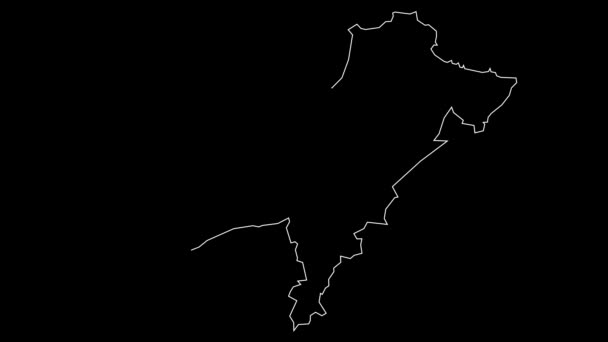 Orán Argelia Provincias Mapa Esquema Animación — Vídeos de Stock