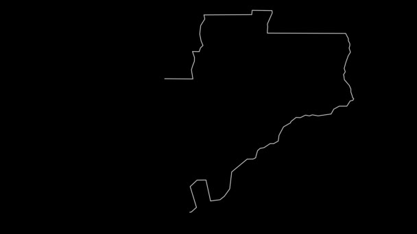 安哥拉北部隆达省地图动画轮廓 — 图库视频影像