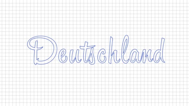 Duitsland Kaart Animatie Getekend Een Gekrabbeld Wit Pad Met Geblokte — Stockvideo