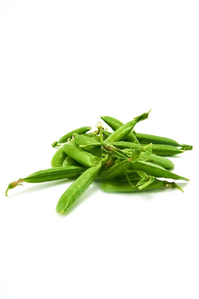 Pea Pod Pea 白色背景分离 — 图库照片