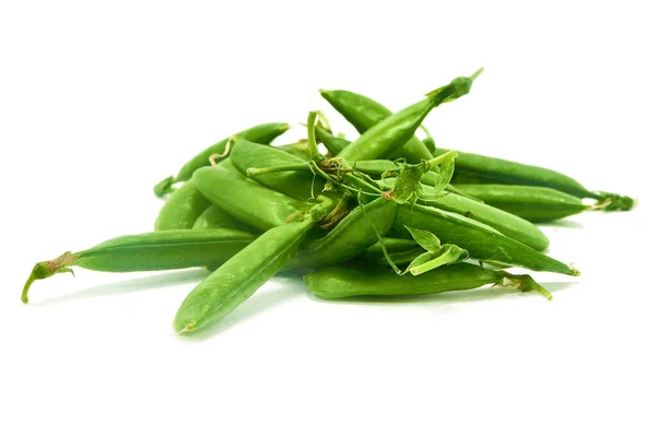 Pea Pod Pea 白色背景分离 — 图库照片