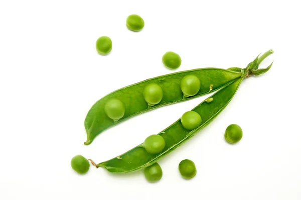 Pea Pod Pea 白色背景分离 — 图库照片