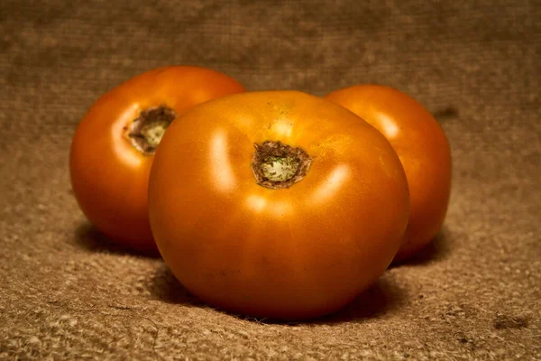 Gelbe Tomaten Auf Stoff Hintergrund — Stockfoto