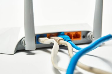 Ağ kablosu kablosuz yönlendiriciye, yönlendiriciye, internete, küresel ağa bağlanır