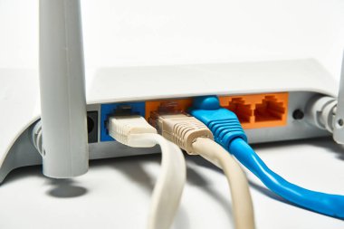 Ağ kablosu kablosuz yönlendiriciye, yönlendiriciye, internete, küresel ağa bağlanır