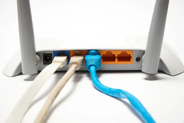 Network cable connects to wireless router, router, internet, global network