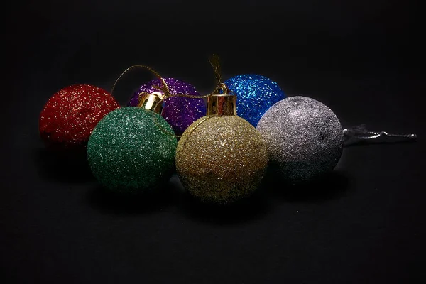 Christmas Balls Dark Background New Year Christmas Toys Holiday Christmas — Stock Photo, Image