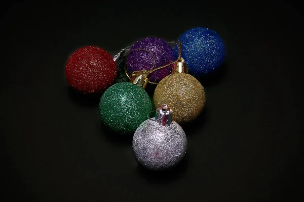 Christmas Balls Dark Background New Year Christmas Toys Holiday Christmas — Stock Photo, Image