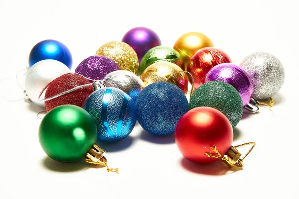 Bolas Natal Fundo Branco Ano Novo Brinquedos Natal Feriado Natal — Fotografia de Stock