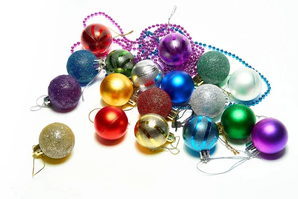 Christmas balls on a white background, new year, christmas toys, holiday, christmas. — Stock Photo, Image