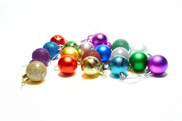 Christmas balls on a white background, new year, christmas toys, holiday, christmas. — Stock Photo, Image