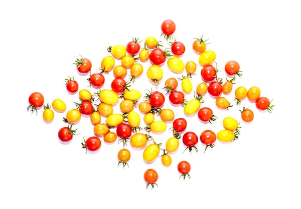 Tomates Cherry Rojos Amarillos Aislados Sobre Fondo Blanco Comida Vista —  Fotos de Stock